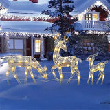 3 piezas de alce de hierro con diseño de ciervo para decoración navideña de jardín con luz LED brillante y purpurina, adorno navideño para exteriores, hogar y patio. 