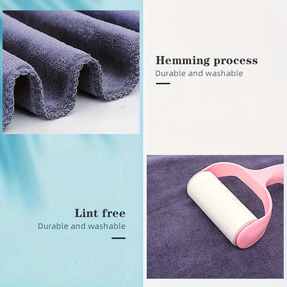 5-Pack Super Absorbent Polyester Cleaning Towels, Thick Non-Shedding Household & Car Wash Cloths, Multipurpose Wet Floor Warning Sign Included