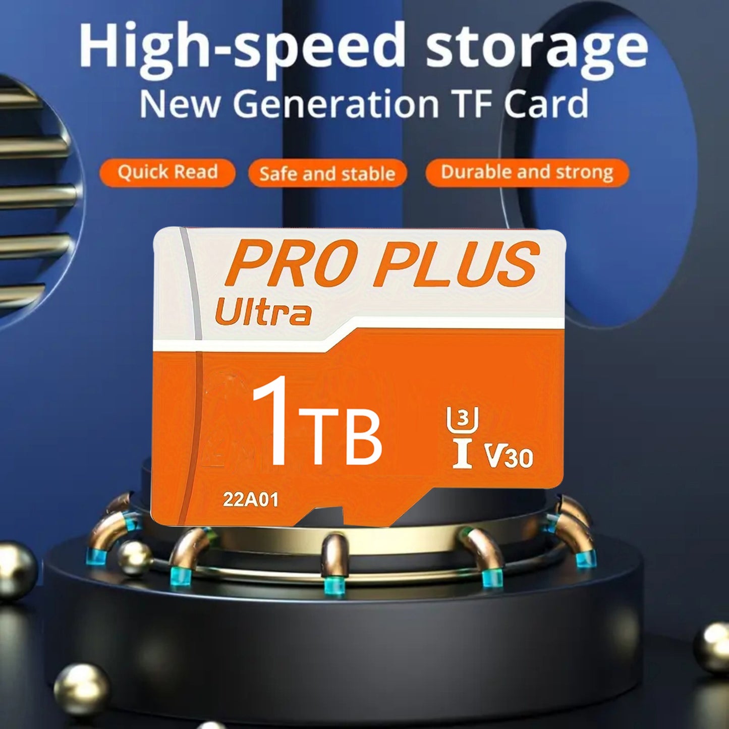 1TB PRO PLUS Ultra High-Speed ​​Micro SD Card, U3 Class 10, V30, Durable Storage for Smartphones, Tablets, Cameras, Intelligent Security Surveillance Systems