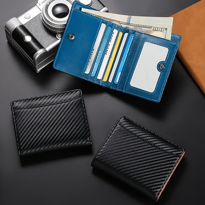 Cartera negra elegante GEOGELASSIE para hombre: compacta, con cremallera, tarjetero, monedero y compartimento para billetes.