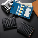 Cartera negra elegante GEOGELASSIE para hombre: compacta, con cremallera, tarjetero, monedero y compartimento para billetes.