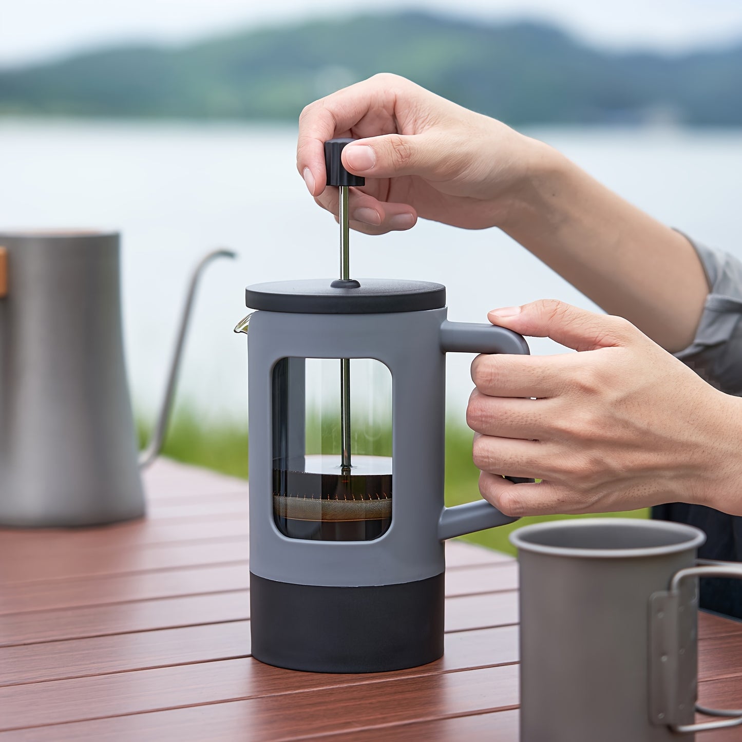French Press Coffee Maker, 350ml/600ml/1L, Modern Style, Durable Glass and Stainless Steel, Manual Operation, Reusable Filter, Perfect for Camping and Home Use, Ideal for Halloween and Christmas Gift