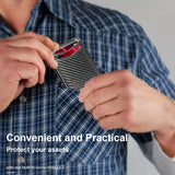 Cartera delgada plegable para hombre, tarjetero con bloqueo RFID, dos ventanas para identificación y pinzas para billetes.