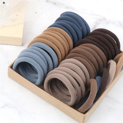 Juego de 50 bandas elásticas para el pelo para mujer, de 4 cm, de colores lisos y sencillos, accesorios para el cabello, coleteros.