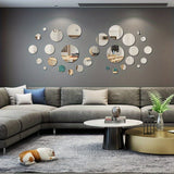 32pcs 3D Three-dimensional Round Acrylic Mirror Wall Stickers Background Wall Decoration Bedroom Living Room Office Kitchen Bathroom Waterproof Wall Stickers Home Decorations DIY Art Removable Self-adhesive Wall Stickers With