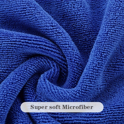 5-Pack Super Absorbent Polyester Cleaning Towels, Thick Non-Shedding Household & Car Wash Cloths, Multipurpose Wet Floor Warning Sign Included