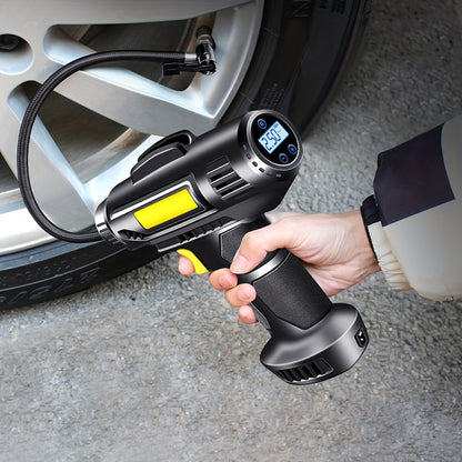 Ultra-Fast 120W Portable Air Compressor & Tire Inflator - Cordless, USB Rechargeable with Digital Pressure Gauge & Light, Ideal for Cars, Motorcycles, Bicycles & Balls