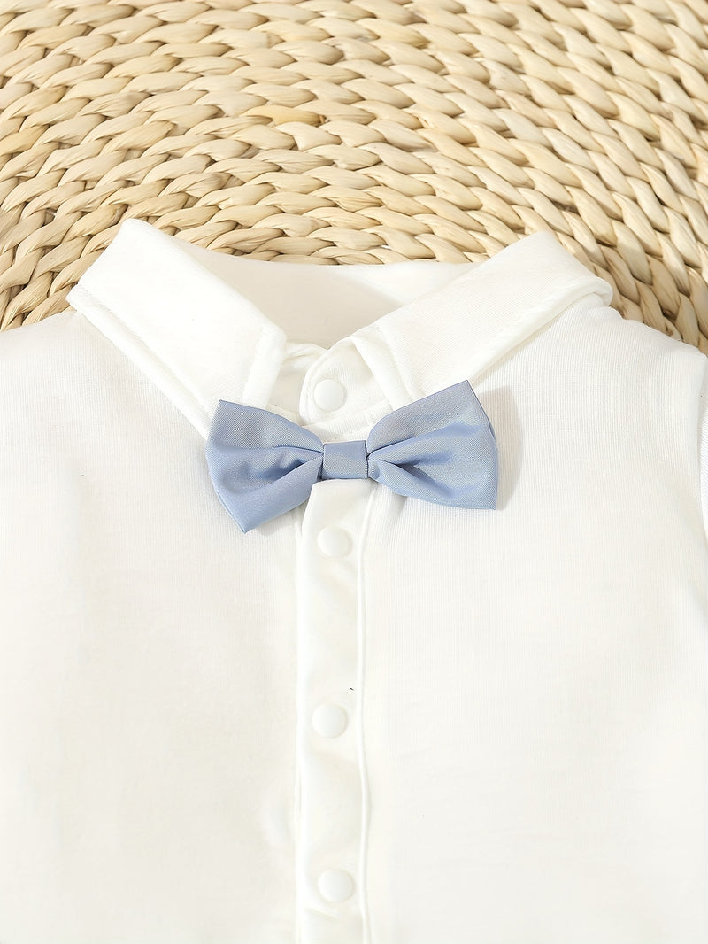 Conjunto de caballero para bebé primavera/otoño: mono con pajarita, pantalón con tirantes y gorro. Traje para bebé y niño pequeño para ocasiones formales al aire libre, fotografía, cumpleaños y bodas. Ropa de exterior.