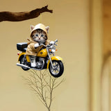 Adorno colgante de acrílico 2D con forma de motocicleta y gatito, estilo moderno, ideal para cumpleaños, hecho de acrílico, sin plumas, no requiere electricidad.