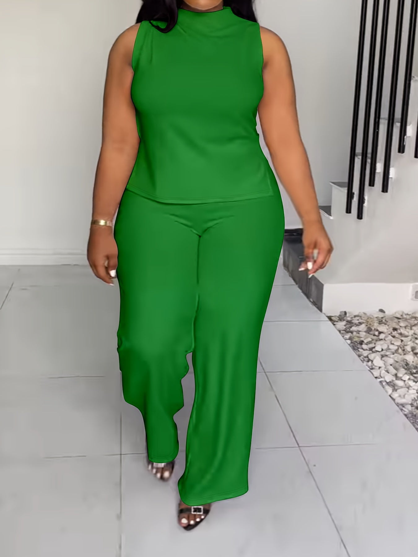 QF2364 Solid Color Summer Sleeveless Casual Suit