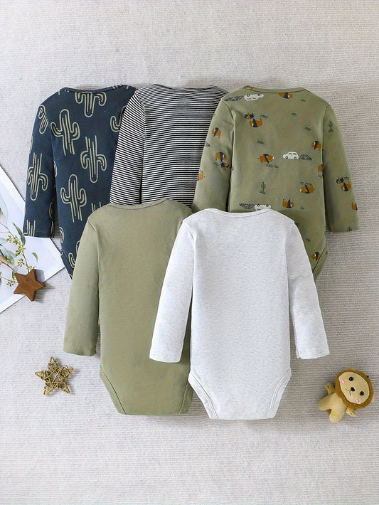 Body de algodón con estampado de cactus para bebé niño (5 piezas)