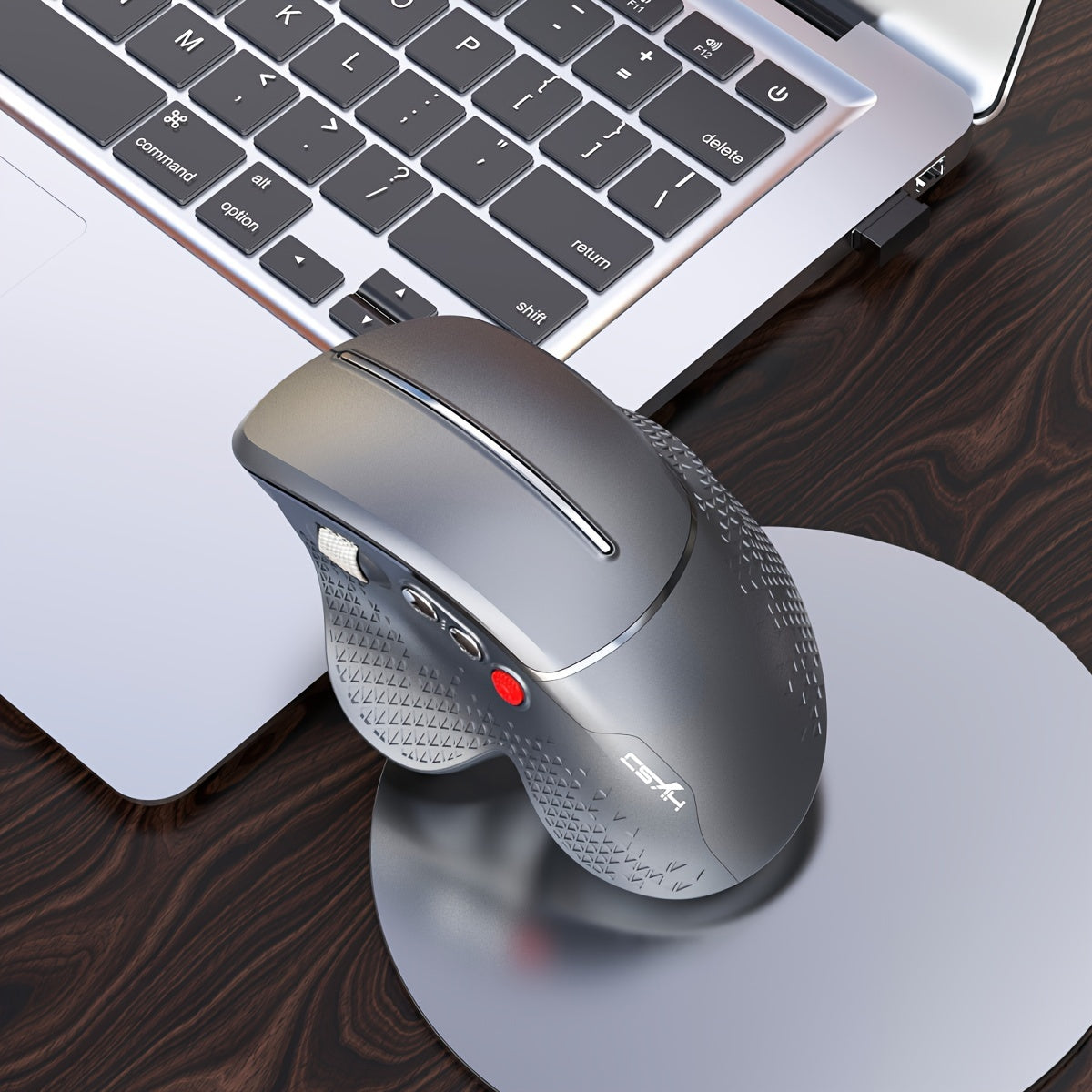HXSJ New Ergonomic Mouse Side Metal Roller 2.4G Optoelectronic Vertical Mouse Suitable For Home Office Games Battery Not Included