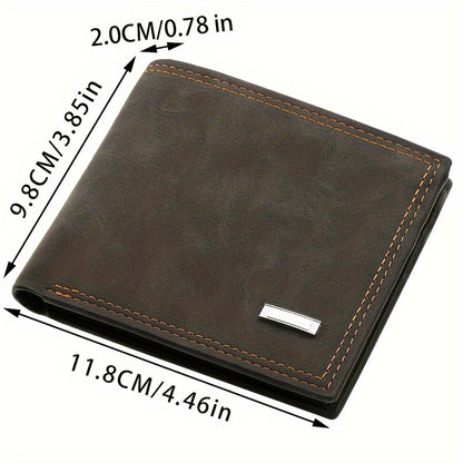 Customized Name Text Retro PU Leather Men's Wallet, Cool Gift