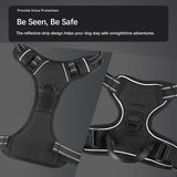 Arnés y correa reflectantes antitirones para perros con dispensador de bolsas para excrementos. Chaleco Oxford acolchado suave y ajustable con asa de fácil control para perros medianos y grandes. Ideal para entrenamiento y paseos al aire libre.