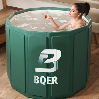 BOER Oversized Foldable Portable Bathtub, Round Neoprene 100% Compact Inflatable Spa Tub for Adult, Family Bathroom & Outdoor Use, Contemporary Style, Easy Storage
