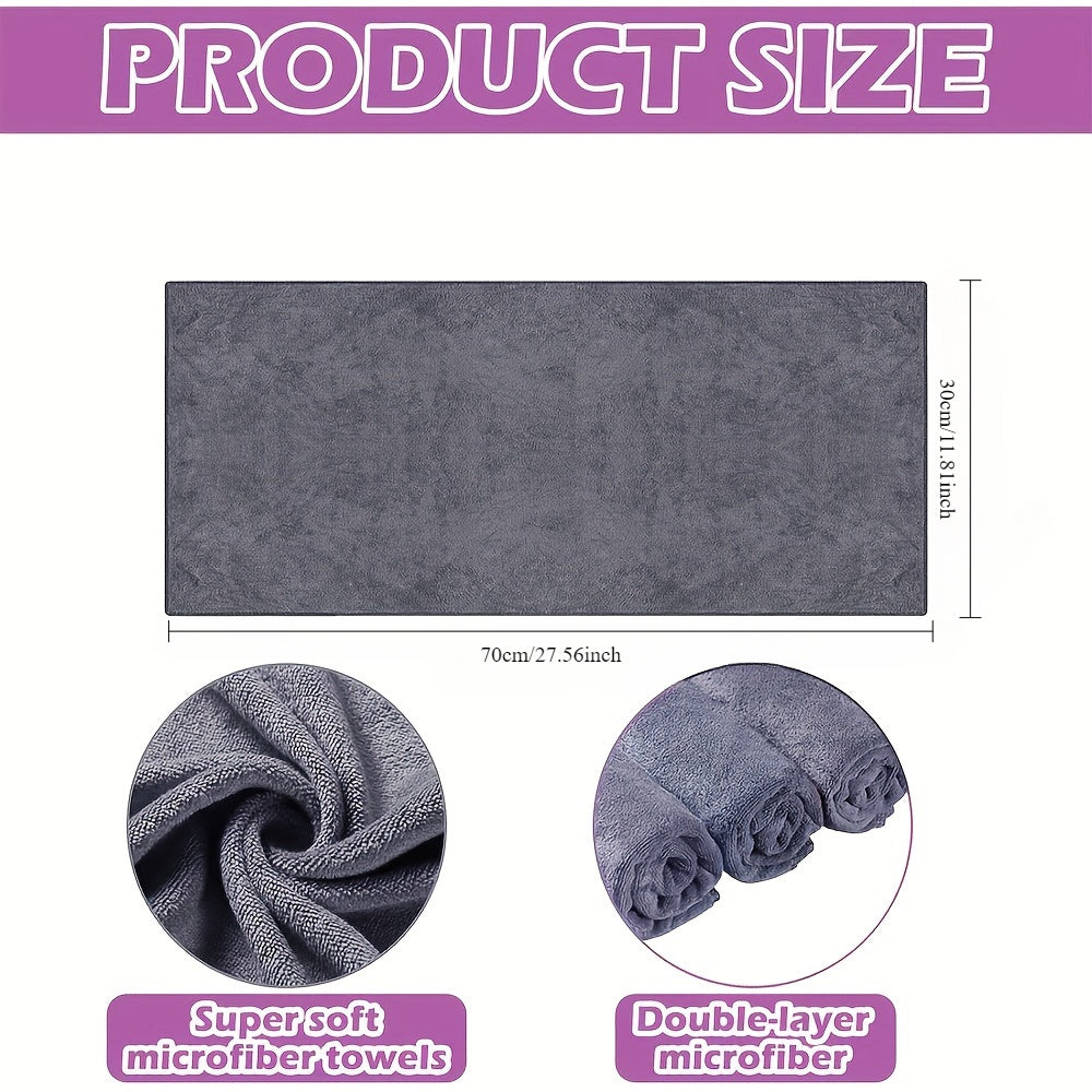 5-Pack Super Absorbent Polyester Cleaning Towels, Thick Non-Shedding Household & Car Wash Cloths, Multipurpose Wet Floor Warning Sign Included
