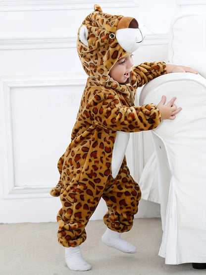 Lindo disfraz de Halloween de animalito bebé: mono unisex con capucha de dibujos animados para cosplay de niños pequeños y atuendo cálido.