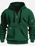 Sudadera de manga larga con capucha y media cremallera para hombre, estilo casual, con bolsillo con cremallera, ideal para invierno y otoño.