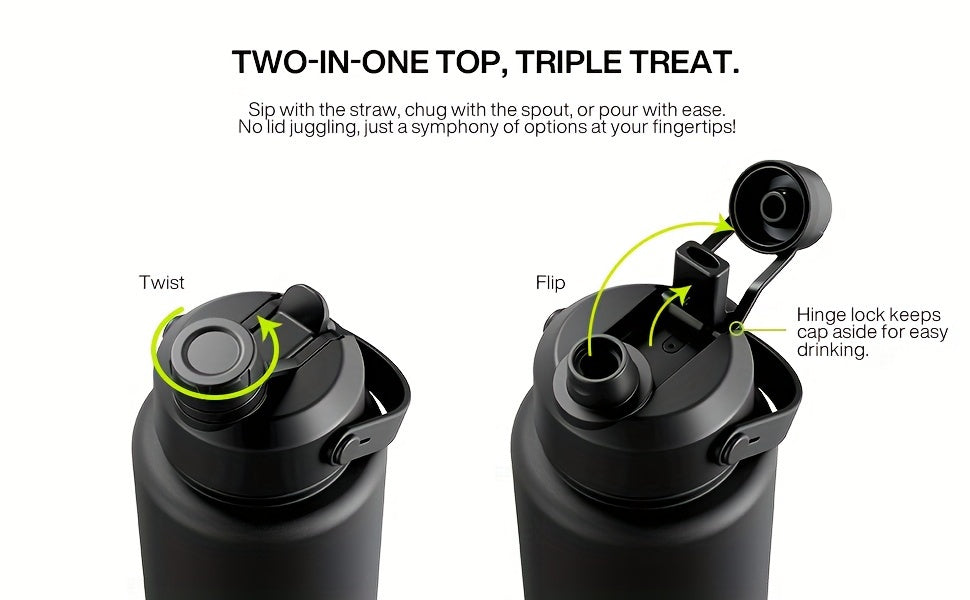40oz Insulated Water Bottle with 2-in-1 Straw and Spout Lid, Keeps Cold for 24H, Leak-Proof, BPA-Free, Double Wall Stainless Steel Water Bottle for Sports, Gym, Travel, Office and School Eid Al-Adha Mubarak