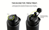 40oz Insulated Water Bottle with 2-in-1 Straw and Spout Lid, Keeps Cold for 24H, Leak-Proof, BPA-Free, Double Wall Stainless Steel Water Bottle for Sports, Gym, Travel, Office and School Eid Al-Adha Mubarak