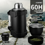 NRMEI Stainless Steel Travel Canteen – Large Capacity Portable Outdoor Vacuum Insulated Bottle with Tea Compartment, 60-Hour Heat Retention, 14+ Age Group Compatible, Dual 201 &amp; 304 Stainless Steel Construction