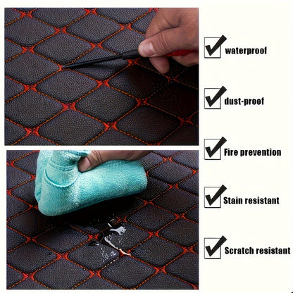 Juego de 5 alfombrillas de lujo de piel sintética para coche, resistentes a la intemperie, fáciles de limpiar y antideslizantes para un cuidado interior óptimo.