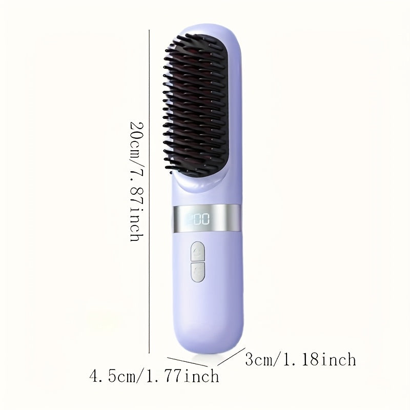Portable Cordless Hair Straightener Brush for Women - Fast Heating, USB Rechargeable, Compact Travel Size