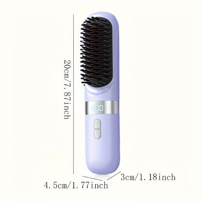 Portable Cordless Hair Straightener Brush for Women - Fast Heating, USB Rechargeable, Compact Travel Size