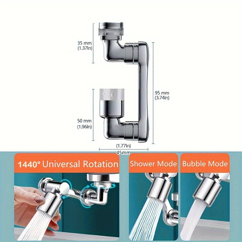 1pc Premium 1440° Copper Alloy Universal Swivel Faucet Spray Head - Adjustable, Water-Saving, And Easy to Install - Suitable for Extension Faucet, Aerator Spout, Kitchen Faucet, Wash Basin Robot Arm Faucet Extender, And Sink