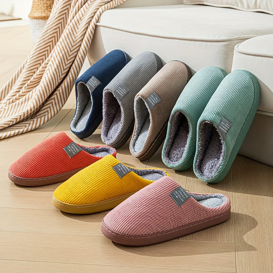 Pantuflas de color liso, informales, sin cordones y con forro de felpa, cómodas pantuflas para el hogar.