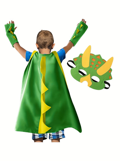 Capa de dinosaurio con máscara para niño, capa con alas de dragón para Halloween y Navidad, ideal para fiestas de animales para niños y niñas.