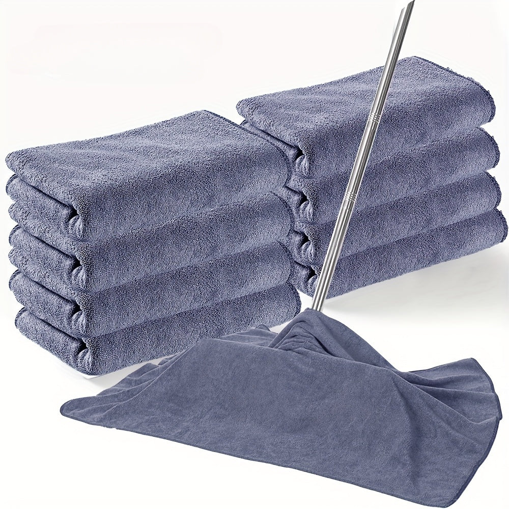 5-Pack Super Absorbent Polyester Cleaning Towels, Thick Non-Shedding Household & Car Wash Cloths, Multipurpose Wet Floor Warning Sign Included