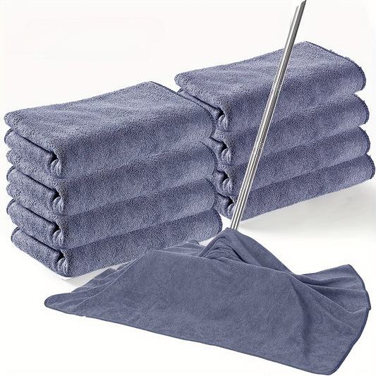 5-Pack Super Absorbent Polyester Cleaning Towels, Thick Non-Shedding Household & Car Wash Cloths, Multipurpose Wet Floor Warning Sign Included