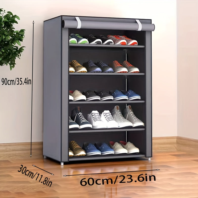 Freestanding Metal Shoe Rack Organizer with Dustproof Cover | 6-10 Tier Vertical Storage | Easy-to-Assemble | Shoe Organizer for Entryway, Bedroom, Living Room | Home & Dorm Organization System | Lightweight Under 13.61 KG |