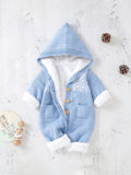 Mono de punto para recién nacidos, niños y niñas, con pantalones y capucha de manga larga