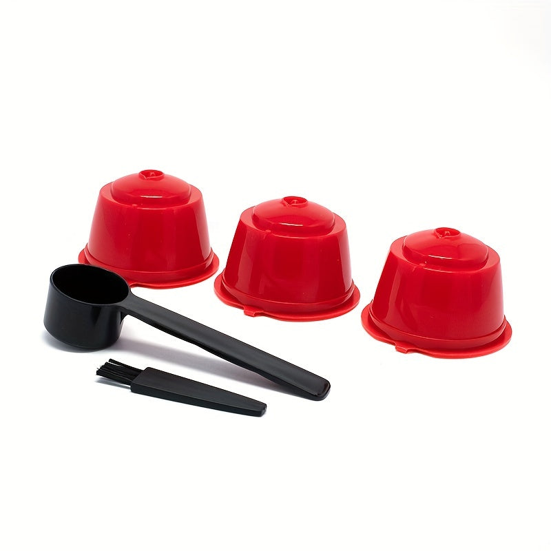 3Pcs Fit For Dolce Gusto Coffee Filter Cup Reusable Coffee Capsule Filters For With Spoon Brush