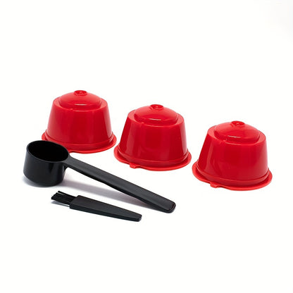 3Pcs Fit For Dolce Gusto Coffee Filter Cup Reusable Coffee Capsule Filters For With Spoon Brush