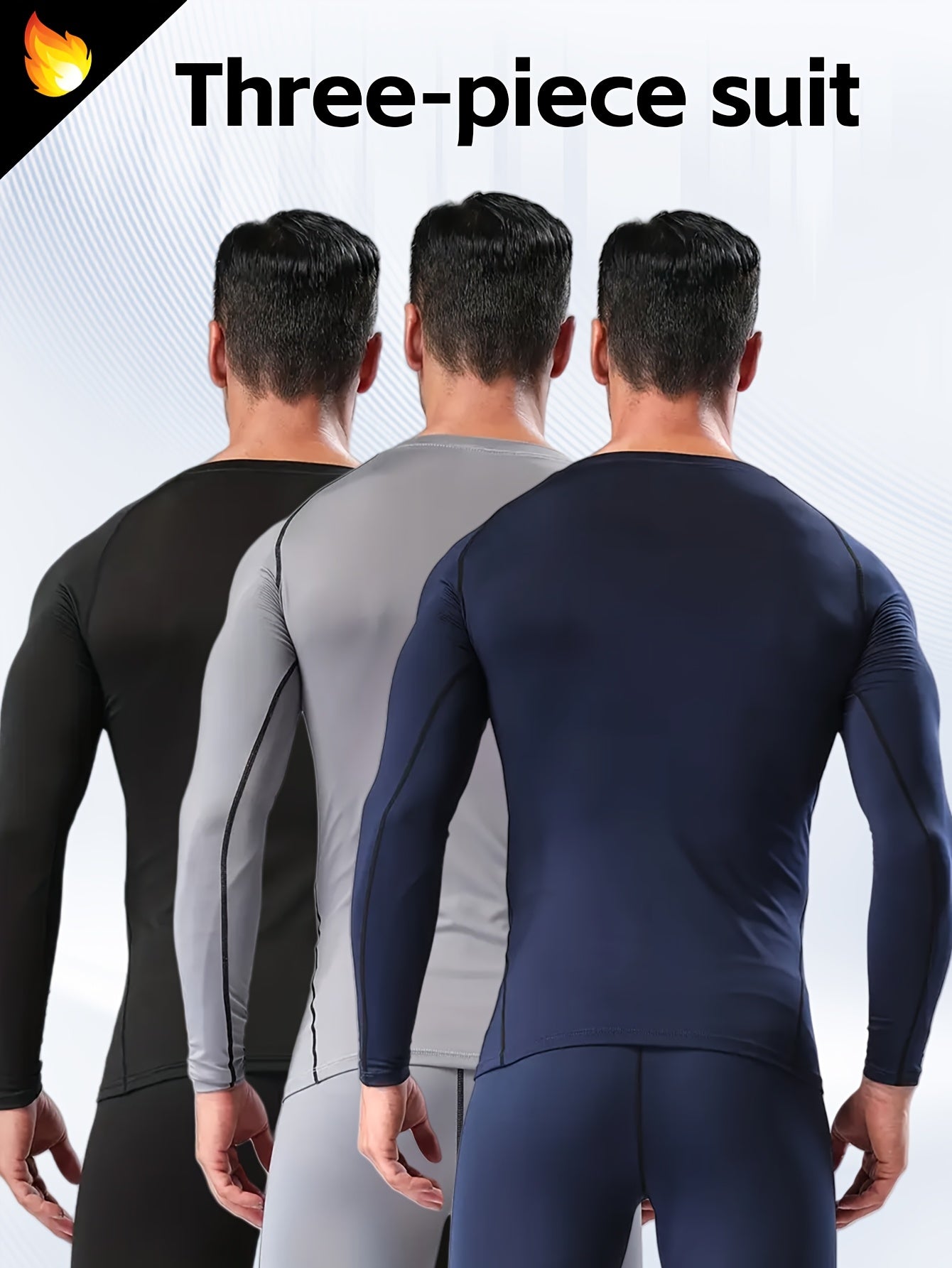 3pcs Men's Athletic Compression Long Sleeve Tops - Quick Dry, Moisture-Wicking & Breathable, High Stretch for Running, Yoga & Outdoor Activities, Casual, Sweat-wicking, Movement Style, Going Out Occasion, Leisure Outing Occas