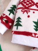 Traje de franela de otoño e invierno con estampado de dibujos animados de Navidad para niña, ropa interior cálida de dos piezas para niña