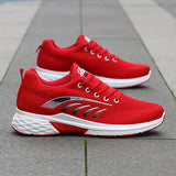 Men's Trendy Striped Sneakers Breathable Low Top Lace Up Non Slip Comfy For Jogging Workout Outdoor Casual Activities All Seasons