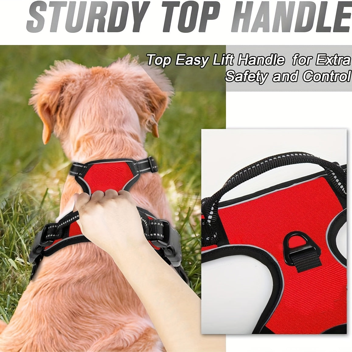 No Pull Dog Harness Front Clip Heavy Duty Reflective Easy Control Handle For Large Dog Walking