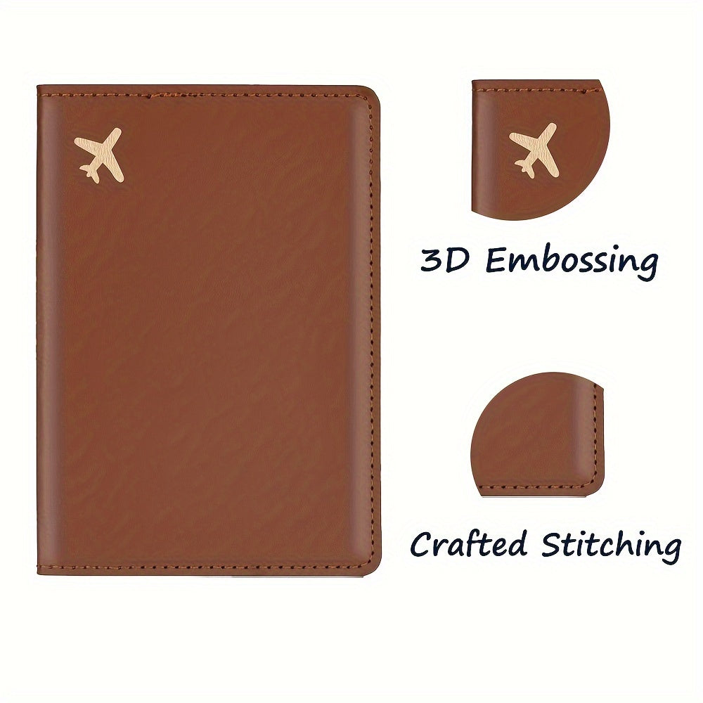 Minimalist Faux Leather Passport Cover with Custom Name - RFID Blocking, Water-Resistant Travel Wallet Card Holder for Men and Women, Lightweight Unlined Passport Pouch for Vacation
