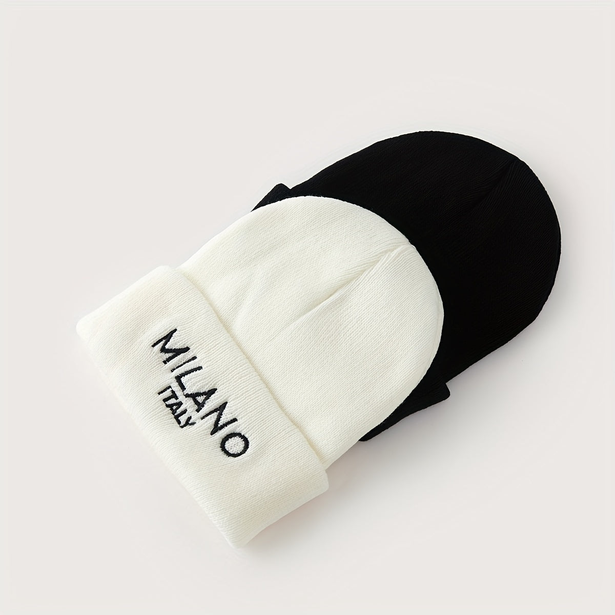 Milano Italy Embroidered Acrylic Skullies & Beanies for Women, 1 or 2-Pack - Elastic Lightweight Warm Knit Caps for Fall Winter Outdoor Activities