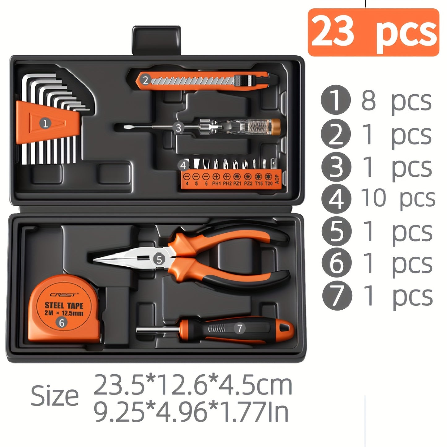 15pcs/23pcs Home Repair Tool Set, Durable Metal &amp; Plastic Hand Tool Kit, DIY Household Toolbox With Variety Tools, Long-Lasting Home Decoration And Maintenance Essentials