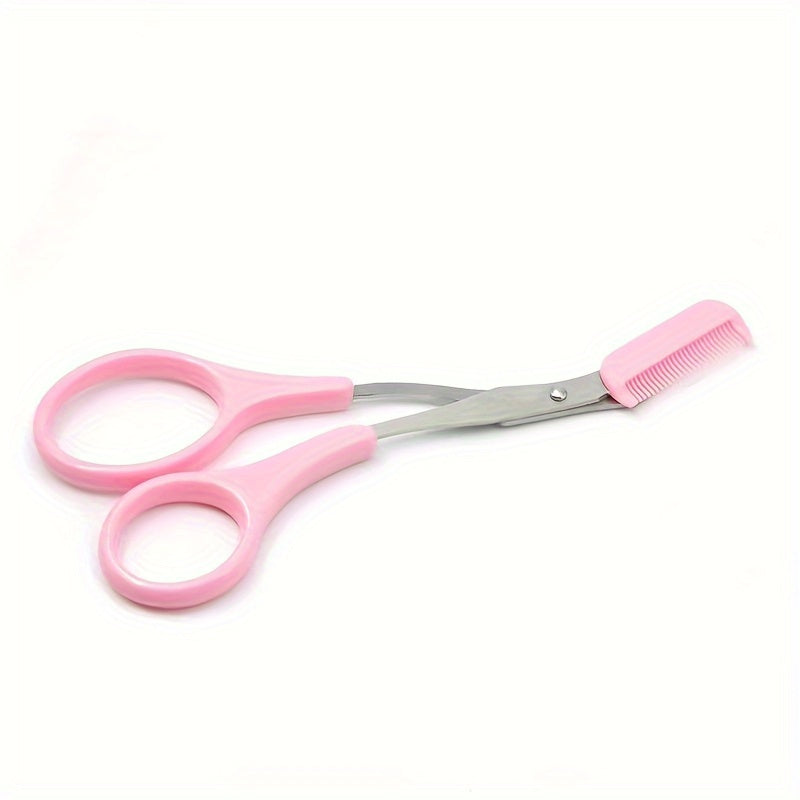 Tijera recortadora de cejas con peine para mujer y hombre, herramienta de maquillaje de acero inoxidable para depilación y modelado de cejas.
