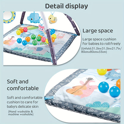 Youngsters Play Gym &amp; Activity Mat Set - 5 Detachable Toys, 20 Ocean Balls, Tummy Time for Motor Skills &amp; Sensory Development - Perfect Youngsters Gift, Soft Polyester, Gray