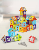 100pcs Building Blocks Set for Youngsters - Educational Puzzle House with Smart Development Features, Portable Plastic Toy for Boys & Girls, White/Blue