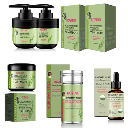 ROZINO Rosemary Mint & Nourishing Hair Mask Set - Moisturizing Care with Natural Extracts for Smooth, Silky Hair - Ideal for All Hair Types, Includes Hydrating Shampoo & Conditioner, ROZINO