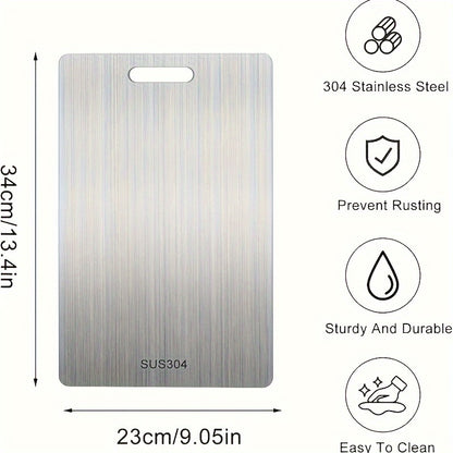 Premium Titanium Chopping Board - Double-Sided, Food-Grade Stainless Steel for Kitchen &amp; Dining