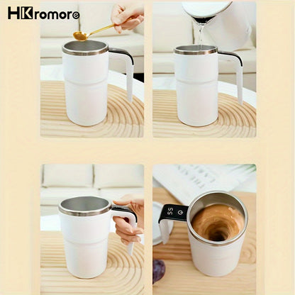 HKromore 1pc Intelligent Temperature Measurement, Magnetic Automatic Stirring Cup, Electric Portable Coffee Cup, Milkshake Cup, Anti Settling Design, Intelligent Temperature Measurement, Electromagnetic Capsule, 304 Stainless